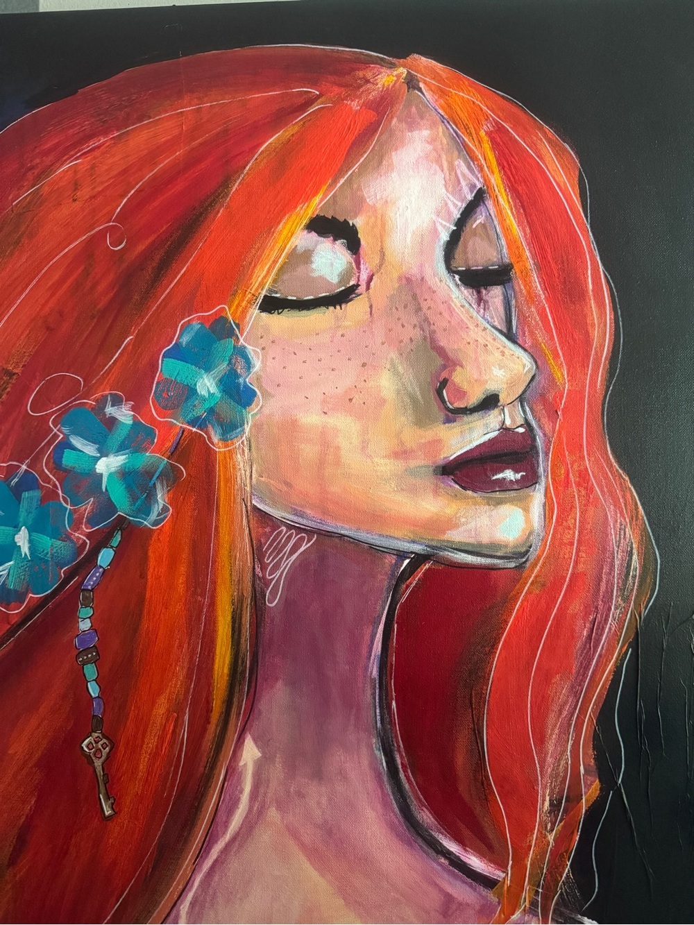 Original Large-Scale Mixed Media Acrylic Painting – "Whispers Beyond the Veil"